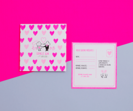 Carte RSVP - Chat Chat Land rose fluo